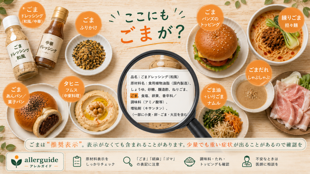 ドレッシング・担々麺など隠れたごまのフラットレイ