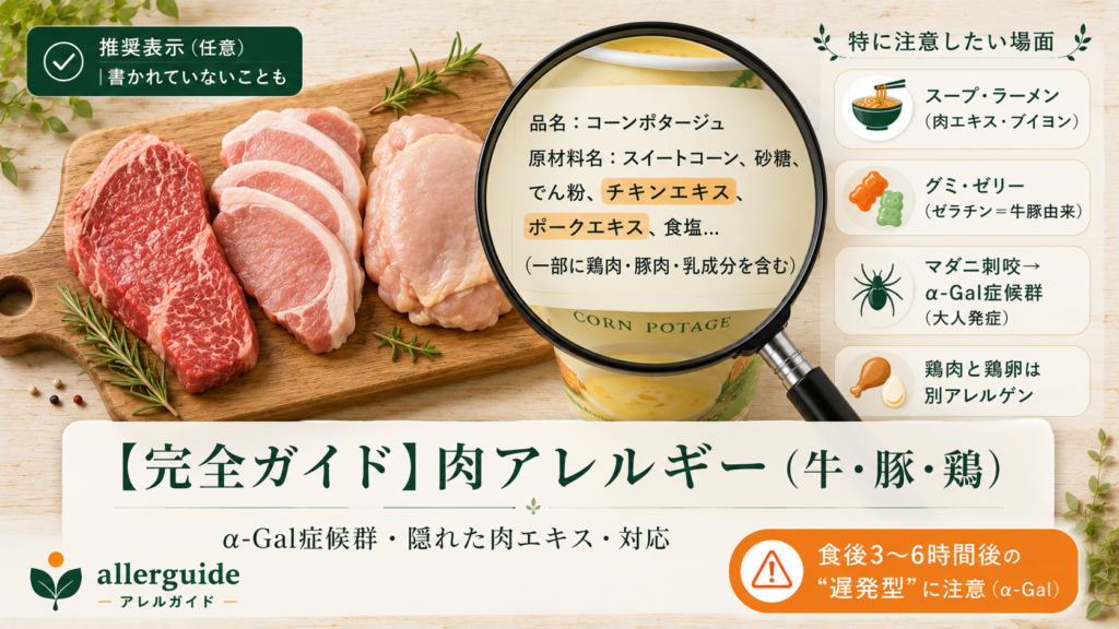 肉アレルギー完全ガイドのアイキャッチ